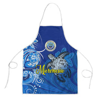 Micronesia Sea Turtle Apron Federated States Of Micronesia Tribal Floral Pattern TS04 Blue White - Polynesian Pride