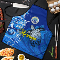 Micronesia Sea Turtle Apron Federated States Of Micronesia Tribal Floral Pattern TS04 Blue White - Polynesian Pride