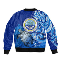 Micronesia Sea Turtle Bomber Jacket Federated States Of Micronesia Tribal Floral Pattern TS04 - Polynesian Pride