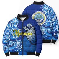 Micronesia Sea Turtle Bomber Puffer Jacket Federated States Of Micronesia Tribal Floral Pattern TS04 - Polynesian Pride