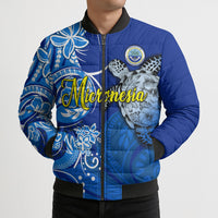 Micronesia Sea Turtle Bomber Puffer Jacket Federated States Of Micronesia Tribal Floral Pattern TS04 - Polynesian Pride