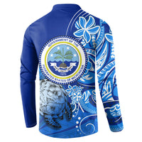 Micronesia Sea Turtle Button Sweatshirt Federated States Of Micronesia Tribal Floral Pattern TS04 - Polynesian Pride