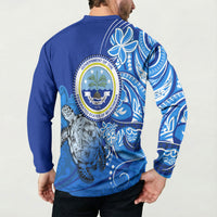 Micronesia Sea Turtle Button Sweatshirt Federated States Of Micronesia Tribal Floral Pattern TS04 - Polynesian Pride