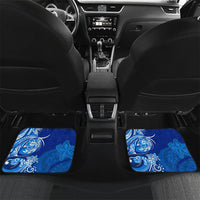 Micronesia Sea Turtle Car Mats Federated States Of Micronesia Tribal Floral Pattern TS04 Set 2pcs - Back Blue White - Polynesian Pride