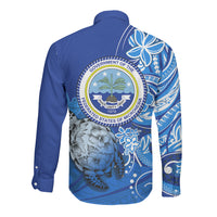 Micronesia Sea Turtle Long Sleeve Button Shirt Federated States Of Micronesia Tribal Floral Pattern TS04 - Polynesian Pride