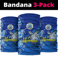 Micronesia Sea Turtle Neck Gaiter Federated States Of Micronesia Tribal Floral Pattern TS04 package One Size: 25*50cm Blue White - Polynesian Pride