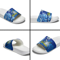 Micronesia Sea Turtle Slide Sandals Federated States Of Micronesia Tribal Floral Pattern TS04 - Polynesian Pride