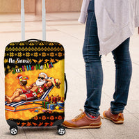 Tropical Christmas In July Santa Claus Luggage Cover Festive Hawaiian With Beach Reindeer Sleigh TS04 Orange Black - Polynesian Pride