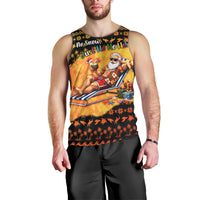 Tropical Christmas In July Santa Claus Men Tank Top Festive Hawaiian With Beach Reindeer Sleigh TS04 - Polynesian Pride