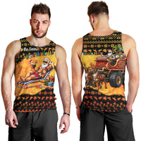 Tropical Christmas In July Santa Claus Men Tank Top Festive Hawaiian With Beach Reindeer Sleigh TS04 - Polynesian Pride
