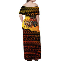 Tropical Christmas In July Santa Claus Off Shoulder Maxi Dress Festive Hawaiian With Beach Reindeer Sleigh TS04 - Polynesian Pride