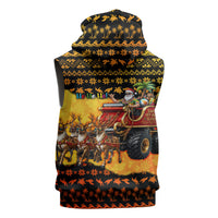 Tropical Christmas In July Santa Claus Sleeveless Hoodie Festive Hawaiian With Beach Reindeer Sleigh TS04 - Polynesian Pride