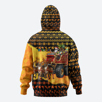 Tropical Christmas In July Santa Claus Zip Hoodie Festive Hawaiian With Beach Reindeer Sleigh TS04 - Polynesian Pride