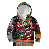 Tropical Christmas In July Candy Cane Surf Kid Hoodie Vibrant Street Art Beach Graffiti Graphic