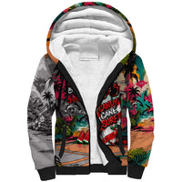 Tropical Christmas In July Candy Cane Surf Sherpa Hoodie Vibrant Street Art Beach Graffiti Graphic TS04 Unisex Orange Grey - Polynesian Pride