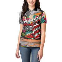 Tropical Christmas In July Candy Cane Surf Women Polo Shirt Vibrant Street Art Beach Graffiti Graphic TS04 - Polynesian Pride