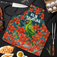 Fiji Taveuni Parrot Apron Tropical Waterfall Landscape With Floral Tribal Pattern TS04 Green Orange - Polynesian Pride