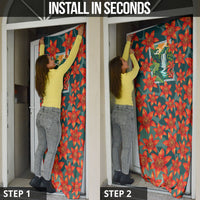 Fiji Taveuni Parrot Door Cover Tropical Waterfall Landscape With Floral Tribal Pattern TS04 - Polynesian Pride