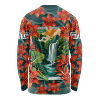 Fiji Taveuni Parrot Long Sleeve Shirt Tropical Waterfall Landscape With Floral Tribal Pattern TS04 - Polynesian Pride
