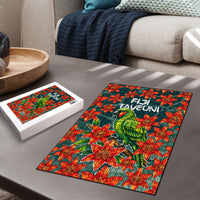 Fiji Taveuni Parrot Puzzle Tropical Waterfall Landscape With Floral Tribal Pattern TS04 - Polynesian Pride