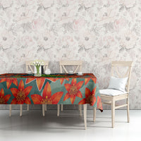 Fiji Taveuni Parrot Tablecloth Tropical Waterfall Landscape With Floral Tribal Pattern TS04 - Polynesian Pride