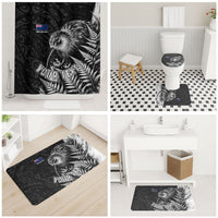 Personalized New Zealand Kiwi Bird Bathroom Set Grunge Maori Tribal Pattern Silver Fern