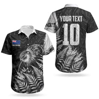 Personalized New Zealand Kiwi Bird Couples Matching Mermaid Dress and Hawaiian Shirt Grunge Maori Tribal Pattern Silver Fern