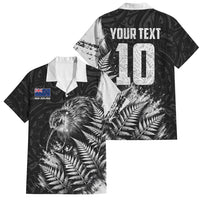 Personalized New Zealand Kiwi Bird Family Matching Puletasi and Hawaiian Shirt Grunge Maori Tribal Pattern Silver Fern