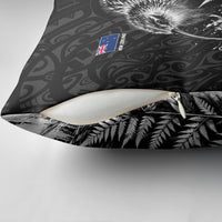 Personalized New Zealand Kiwi Bird Pillow Cover Grunge Maori Tribal Pattern Silver Fern