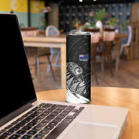 Personalized New Zealand Kiwi Bird Skinny Tumbler Grunge Maori Tribal Pattern Silver Fern