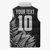 Personalized New Zealand Kiwi Bird Sleeveless Puffer Jacket Grunge Maori Tribal Pattern Silver Fern