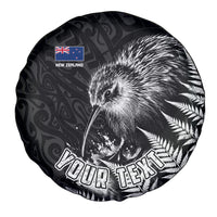 Personalized New Zealand Kiwi Bird Spare Tire Cover Grunge Maori Tribal Pattern Silver Fern
