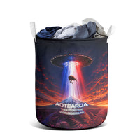 New Zealand Aotearoa Kiwi UFO Laundry Basket Sci-Fi Galaxy Sunset Sky Tower And Mountain TS04 - Polynesian Pride