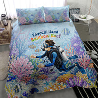 Fiji Taveuni Rainbow Reef Bedding Set Scuba Diver Vibrant Undersea Coral Garden Watercolor TS04 - Polynesian Pride