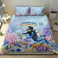 Fiji Taveuni Rainbow Reef Bedding Set Scuba Diver Vibrant Undersea Coral Garden Watercolor TS04 - Polynesian Pride