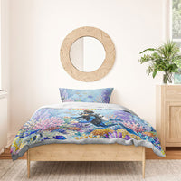 Fiji Taveuni Rainbow Reef Bedding Set Scuba Diver Vibrant Undersea Coral Garden Watercolor TS04 - Polynesian Pride