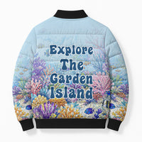 Fiji Taveuni Rainbow Reef Bomber Puffer Jacket Scuba Diver Vibrant Undersea Coral Garden Watercolor TS04 - Polynesian Pride