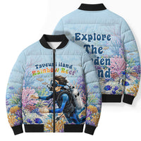 Fiji Taveuni Rainbow Reef Bomber Puffer Jacket Scuba Diver Vibrant Undersea Coral Garden Watercolor TS04 - Polynesian Pride
