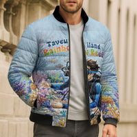 Fiji Taveuni Rainbow Reef Bomber Puffer Jacket Scuba Diver Vibrant Undersea Coral Garden Watercolor TS04 - Polynesian Pride