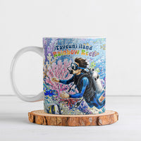 Fiji Taveuni Rainbow Reef Ceramic Mug Scuba Diver Vibrant Undersea Coral Garden Watercolor TS04 Blue - Polynesian Pride
