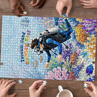 Fiji Taveuni Rainbow Reef Puzzle Scuba Diver Vibrant Undersea Coral Garden Watercolor TS04 - Polynesian Pride
