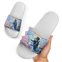Fiji Taveuni Rainbow Reef Slide Sandals Scuba Diver Vibrant Undersea Coral Garden Watercolor TS04 - Polynesian Pride