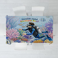 Fiji Taveuni Rainbow Reef Tablecloth Scuba Diver Vibrant Undersea Coral Garden Watercolor TS04 Blue - Polynesian Pride