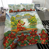 Fiji Taveuni Island Dateline Crossing Bedding Set Tropical Cultural Landscape With Tagimoucia Floral Pattern TS04 - Polynesian Pride