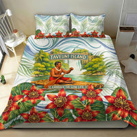 Fiji Taveuni Island Dateline Crossing Bedding Set Tropical Cultural Landscape With Tagimoucia Floral Pattern TS04 - Polynesian Pride