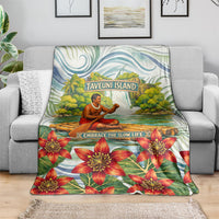 Fiji Taveuni Island Dateline Crossing Blanket Tropical Cultural Landscape With Tagimoucia Floral Pattern TS04 - Polynesian Pride