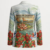 Fiji Taveuni Island Dateline Crossing Blazer Tropical Cultural Landscape With Tagimoucia Floral Pattern TS04 - Polynesian Pride