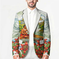 Fiji Taveuni Island Dateline Crossing Blazer Tropical Cultural Landscape With Tagimoucia Floral Pattern TS04 - Polynesian Pride
