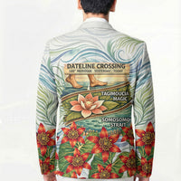 Fiji Taveuni Island Dateline Crossing Blazer Tropical Cultural Landscape With Tagimoucia Floral Pattern TS04 - Polynesian Pride