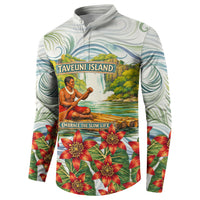 Fiji Taveuni Island Dateline Crossing Button Sweatshirt Tropical Cultural Landscape With Tagimoucia Floral Pattern TS04 - Polynesian Pride